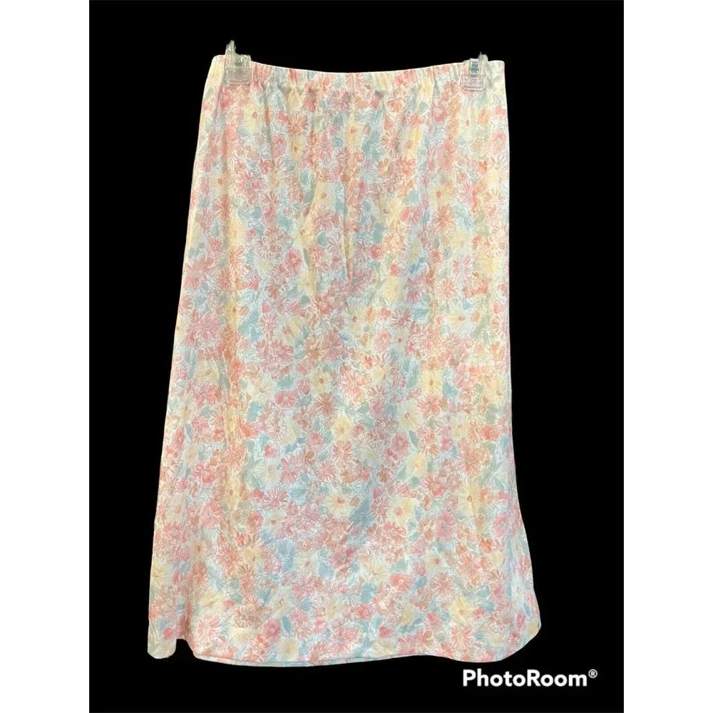 Vtg 70s 80s Liberty Floral Matching‎ Skirt & Top Sz M/L Pastel Cottagecore